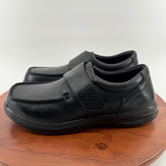 SureFit London Black Leather Wide Hook Loop Strap Comfort Shoes Men\'s 13 WIDE